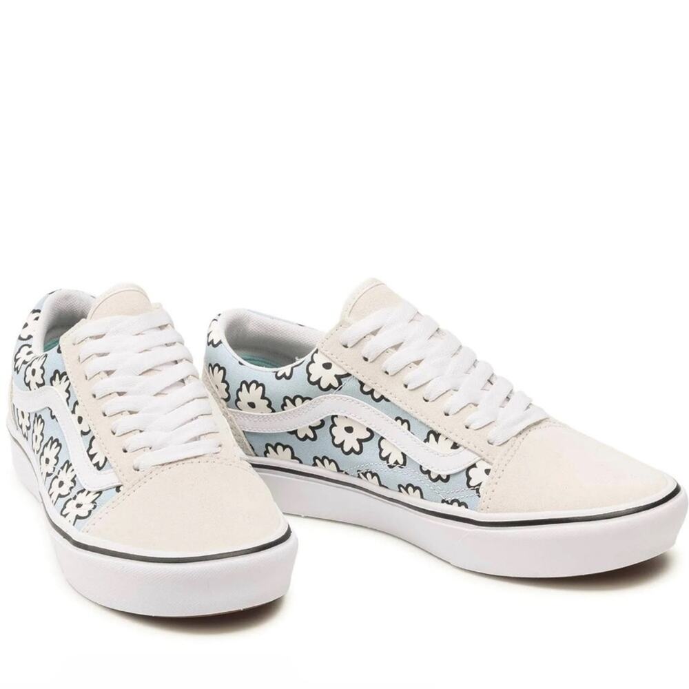 Van's Mixed Cozy Comfycush Old Skool Daisy Floral Pastel Blue Sneakers Everyday
